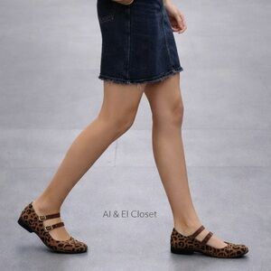 Arizona Jean Co AZ Helena Cheetah Mary Jane Flats Size 8 Leopard Print NWB